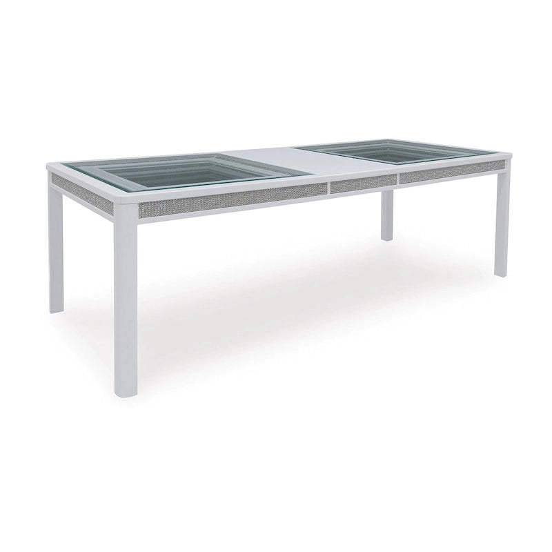 Tavolo da pranzo allungabile rettangolare bianco/verde, 10 posti – 42W x 96D x 30H
