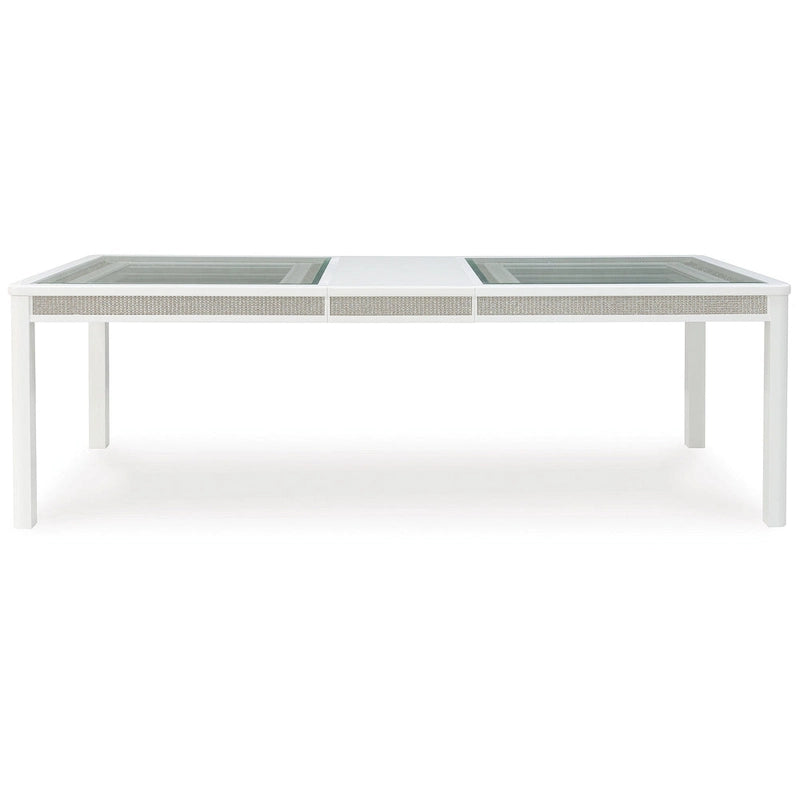 Tavolo da pranzo allungabile rettangolare bianco/verde, 10 posti – 42W x 96D x 30H