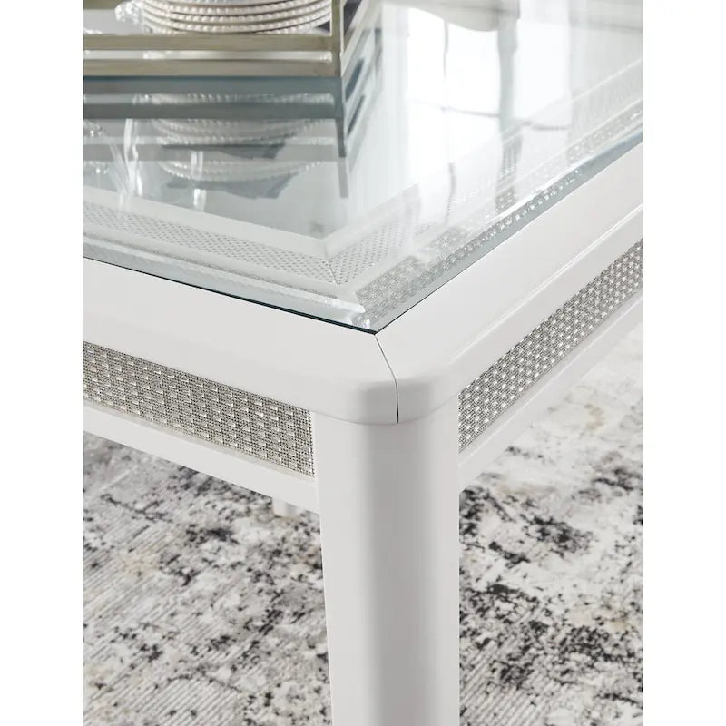 Tavolo da pranzo allungabile rettangolare bianco/verde, 10 posti – 42W x 96D x 30H