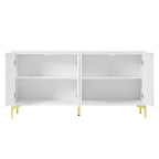 Credenza 4 ante – Bianco/Nero, Senza maniglie Push-to-Open, Stile Intagliato