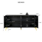 Credenza 4 ante – Bianco/Nero, Senza maniglie Push-to-Open, Stile Intagliato
