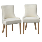 Sedia da pranzo imbottita con schienale alto crema/rovere chiaro, set da 2
