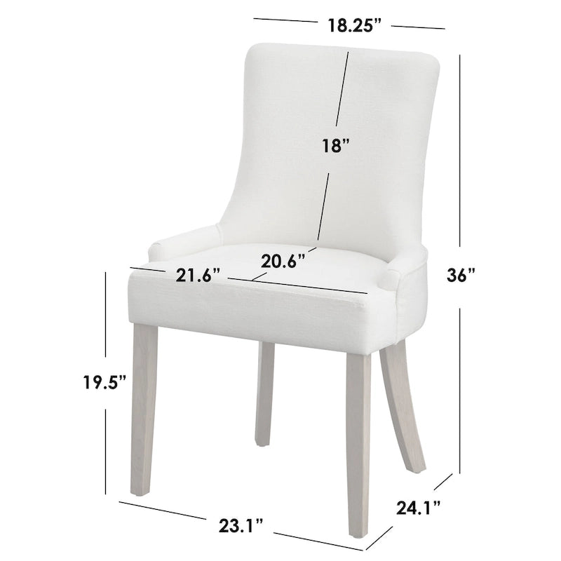 Sedia da pranzo imbottita con schienale alto crema/rovere chiaro, set da 2
