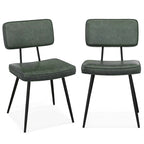 Sedie da pranzo in pelle sintetica, set da 2 (Verde / Marrone)