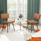 Sedie da pranzo in pelle sintetica, set da 2 (Verde / Marrone)