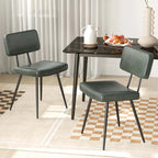 Sedie da pranzo in pelle sintetica, set da 2 (Verde / Marrone)