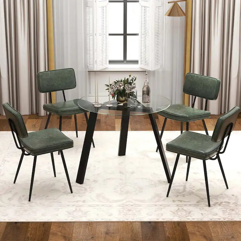 Sedie da pranzo in pelle sintetica, set da 2 (Verde / Marrone)