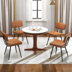 Sedie da pranzo in pelle sintetica, set da 2 (Verde / Marrone)