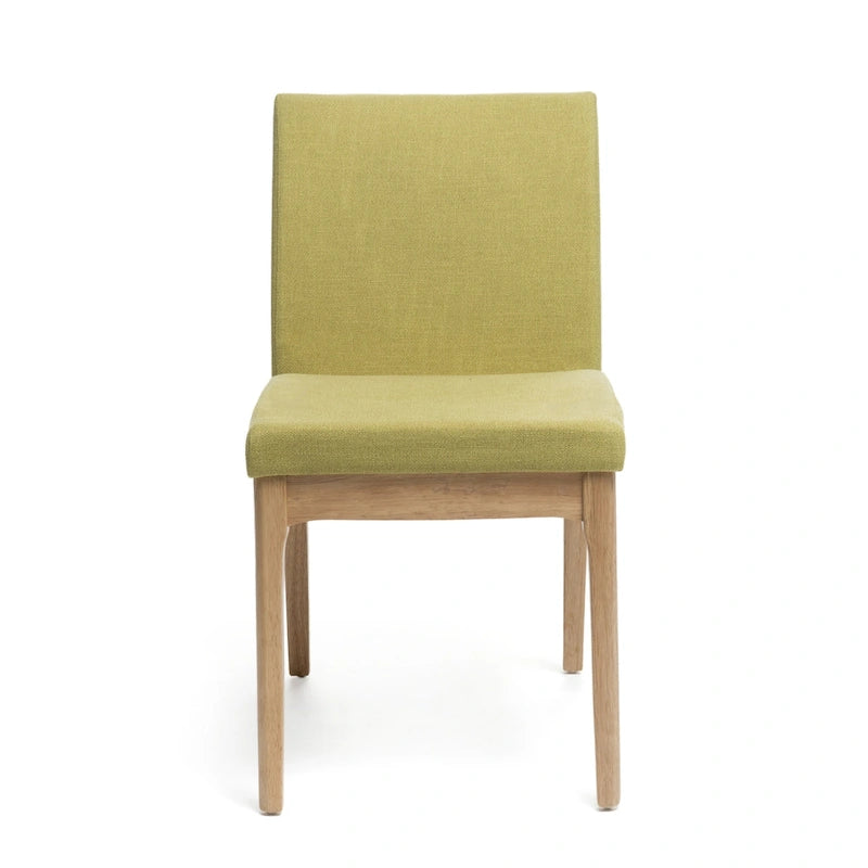 Set di 2 sedie da pranzo, verde oliva e marrone, schienale a slitta Mid-Century