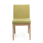 Set di 2 sedie da pranzo, verde oliva e marrone, schienale a slitta Mid-Century