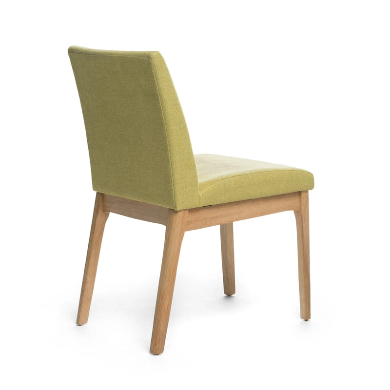 Set di 2 sedie da pranzo, verde oliva e marrone, schienale a slitta Mid-Century