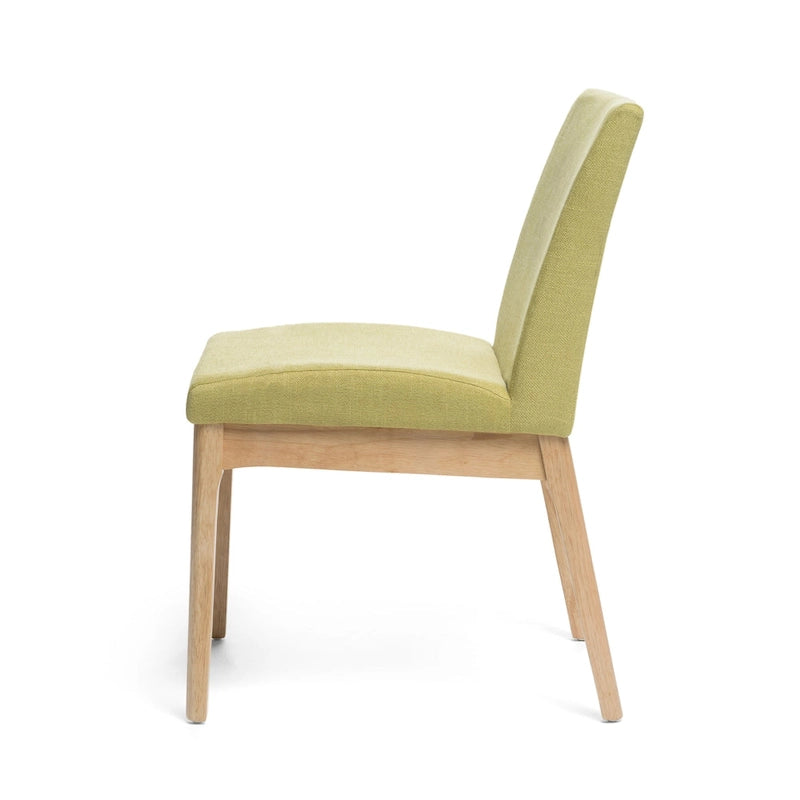 Set di 2 sedie da pranzo, verde oliva e marrone, schienale a slitta Mid-Century