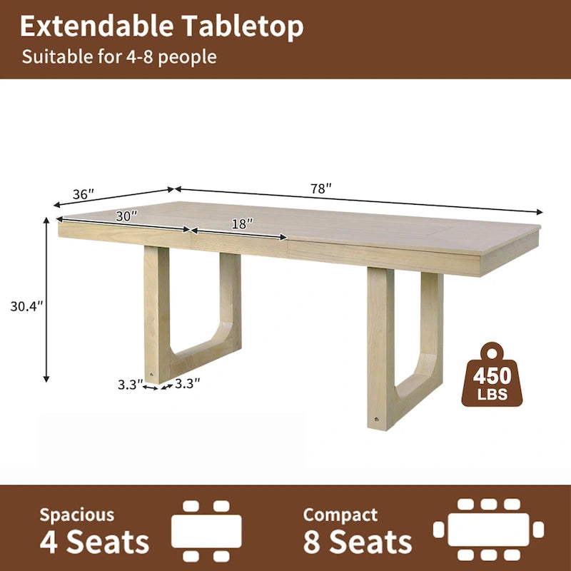 Tavolo da pranzo allungabile Brown Farmhouse, 4-8 posti a sedere