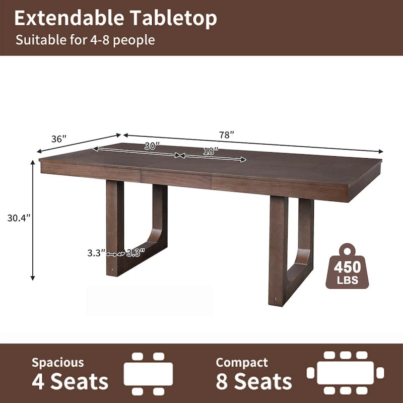 Tavolo da pranzo allungabile Brown Farmhouse, 4-8 posti a sedere