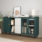 Credenza/Buffet Moderna con Ante in Vetro e Cassetti – Blu/Verde