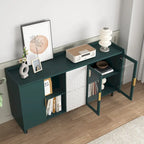 Credenza/Buffet Moderna con Ante in Vetro e Cassetti – Blu/Verde