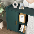 Credenza/Buffet Moderna con Ante in Vetro e Cassetti – Blu/Verde