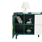 Credenza/Buffet Moderna con Ante in Vetro e Cassetti – Blu/Verde