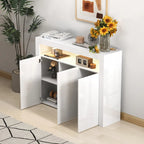 Credenza a 3 ante in bianco lucido con luci LED