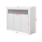 Credenza a 3 ante in bianco lucido con luci LED