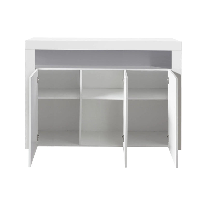 Credenza a 3 ante in bianco lucido con luci LED
