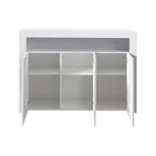 Credenza a 3 ante in bianco lucido con luci LED