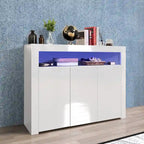 Credenza a 3 ante in bianco lucido con luci LED