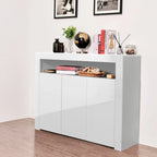 Credenza a 3 ante in bianco lucido con luci LED