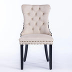 Sedia da pranzo in velluto nero/beige, set da 2
