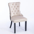 Sedia da pranzo in velluto nero/beige, set da 2