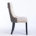 Sedia da pranzo in velluto nero/beige, set da 2