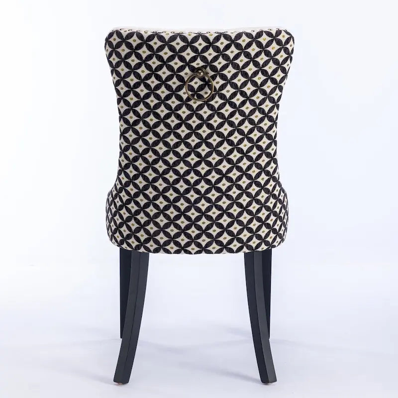 Sedia da pranzo in velluto nero/beige, set da 2