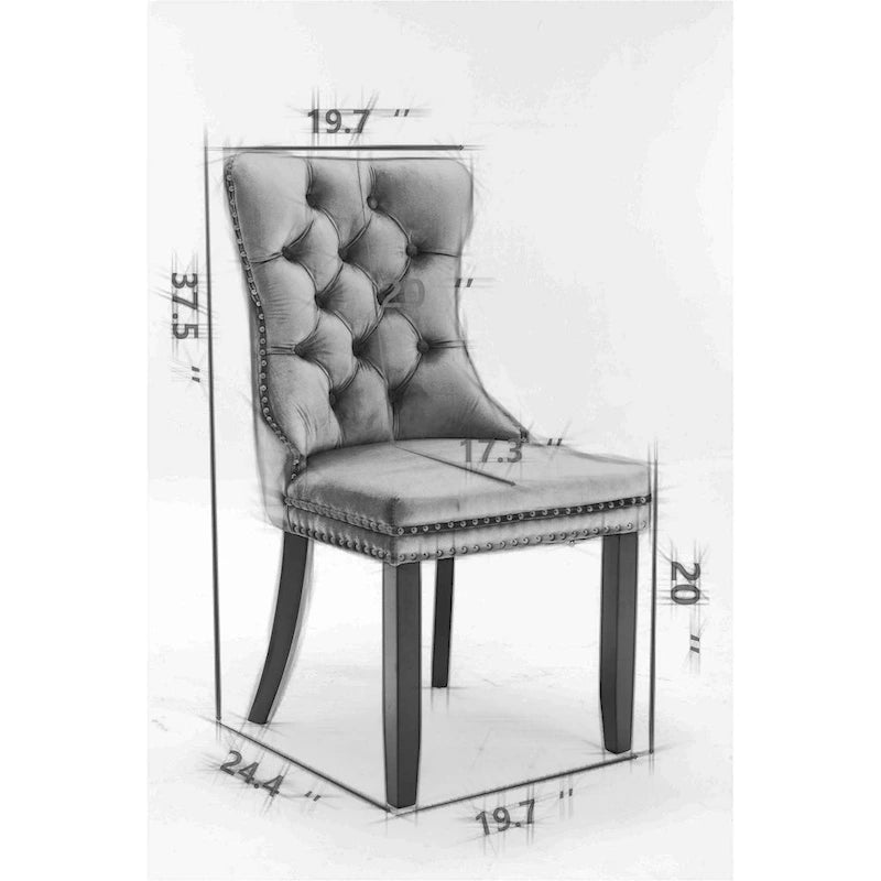 Sedia da pranzo in velluto nero/beige, set da 2