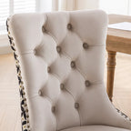 Sedia da pranzo in velluto nero/beige, set da 2