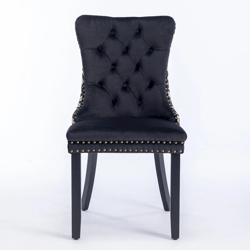 Sedia da pranzo in velluto nero/beige, set da 2