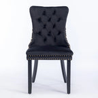 Sedia da pranzo in velluto nero/beige, set da 2