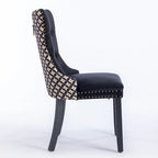 Sedia da pranzo in velluto nero/beige, set da 2
