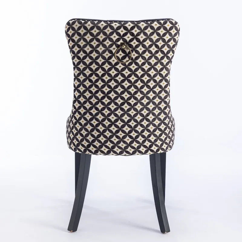 Sedia da pranzo in velluto nero/beige, set da 2