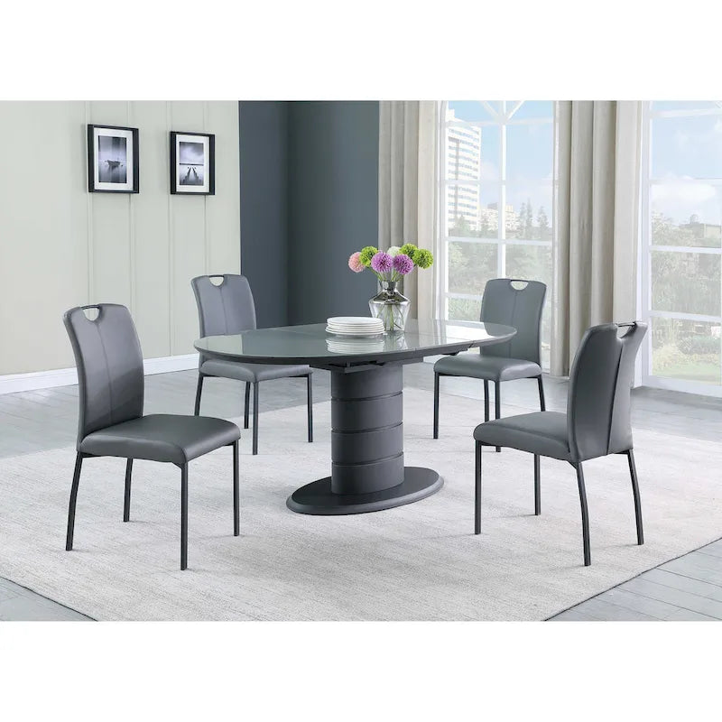 Tavolo da pranzo allungabile grigio e nero, stile Art Déco, 4-6 posti a sedere