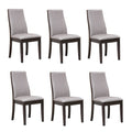 Sedia da pranzo con schienale solido imbottita, colore grigio/cioccolato, set da 6