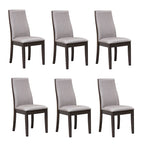 Sedia da pranzo con schienale solido imbottita, colore grigio/cioccolato, set da 6
