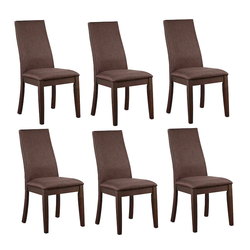 Sedia da pranzo con schienale solido imbottita, colore grigio/cioccolato, set da 6