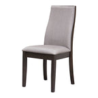 Sedia da pranzo con schienale solido imbottita, colore grigio/cioccolato, set da 6