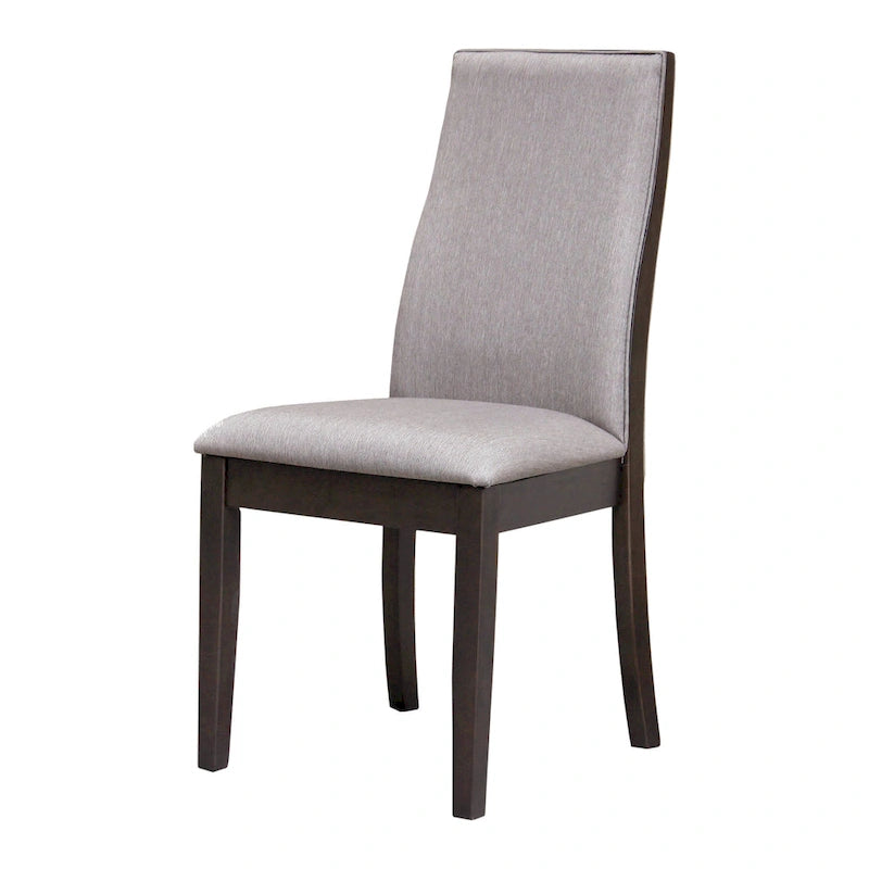 Sedia da pranzo con schienale solido imbottita, colore grigio/cioccolato, set da 6