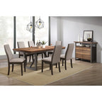 Sedia da pranzo con schienale solido imbottita, colore grigio/cioccolato, set da 6