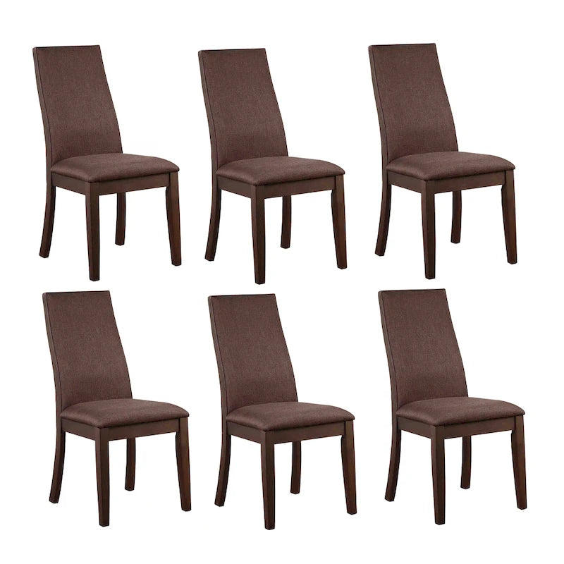 Sedia da pranzo con schienale solido imbottita, colore grigio/cioccolato, set da 6