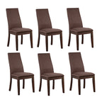 Sedia da pranzo con schienale solido imbottita, colore grigio/cioccolato, set da 6
