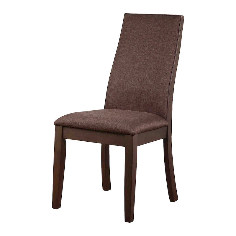 Sedia da pranzo con schienale solido imbottita, colore grigio/cioccolato, set da 6
