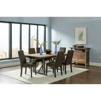 Sedia da pranzo con schienale solido imbottita, colore grigio/cioccolato, set da 6