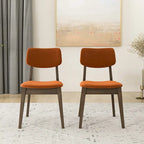 Sedie da pranzo in velluto, stile metà secolo, set da 2 – Arancio bruciato / Giallo scuro / Blu